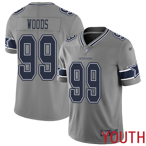 Youth Dallas Cowboys Limited Gray Antwaun Woods 99 Inverted Legend NFL Jersey